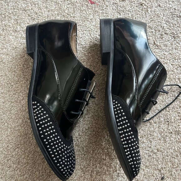Bebe Sport Black Studded Oxford Heels Women's U.S. Size 8 - Picture 4 of 5